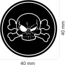 easydruck24de Premium Aufkleber Totenkopf I Ø 4 cm I schwarz weiß I wetterfest Waschanlagen geeignet I Autoaufkleber Helm Motorrad Laptop Fahrrad I Schädel Skull Sticker I kfz008