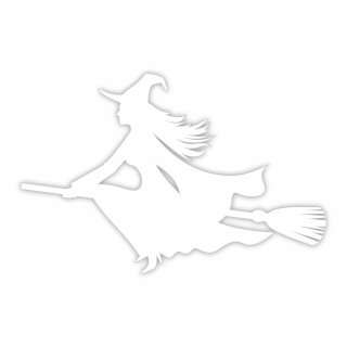 easydruck24de Sticker Hexe auf Besen Links I weiß I 20 x 13,5 cm I als Auto-Aufkleber, für Notebook Laptop Koffer Kinder-Zimmer I wetterfest I kfz489