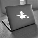 easydruck24de Sticker Hexe auf Besen Links I weiß I 20 x 13,5 cm I als Auto-Aufkleber, für Notebook Laptop Koffer Kinder-Zimmer I wetterfest I kfz489