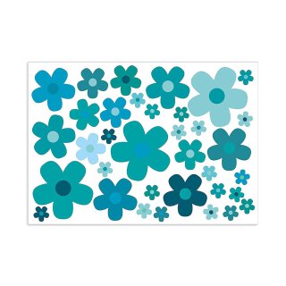 Aufkleber-Set Blumen Bl&uuml;mchen blau