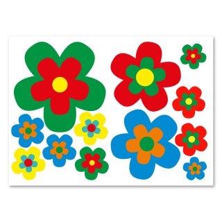 Blumen-Aufkleber-Set Bl&uuml;mchen I DIN A4 I Bunt I Wetterfest I kfz_525