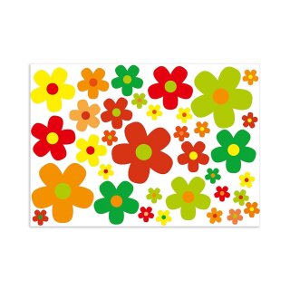 Aufkleber-Set Blumen Blümchen bunt I Flower-Power Sticker für Roller Fahrrad Notebook Laptop Handy Auto-Aufkleber I wetterfest I kfz243