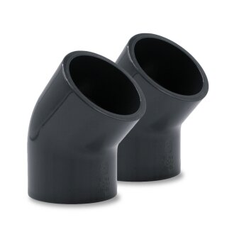 2x PVC-Winkel 45° I 25mm I 3/4 Zoll I Klebemuffe mit 2-Anschlüssen I Verrohrung