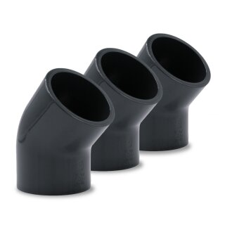 3x PVC-Winkel 45° I 32mm I 1 Zoll I Klebemuffe mit 2-Anschlüssen I Verrohrung