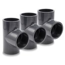 Baumaxxe 3x PVC-U T-Stück 90° I 40mm I 1 1/4 Zoll I Klebemuffe I PVC-Rohrmuffe mit 2-Anschlüssen I Rohr-Verbindungsstück PVC-Fitting I bm066