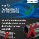 Baumaxxe PVC-Kugelhahn mit 2 Schlauchtüllen + 2x Schlauchschellen Ø 38/32 mm passend für Intex & Bestway Poolsysteme | bm367