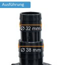 Baumaxxe PVC-Kugelhahn mit 2 Schlauchtüllen + 2x Schlauchschellen Ø 38/32 mm passend für Intex & Bestway Poolsysteme | bm367