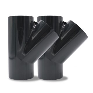 2x PVC T-Stück 45° Abzweigmuffe I 63 mm I für PVC-Rohre und PVC-Fittinge I bm_172
