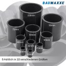 2x PVC-Muffe 25mm Klebemuffe Mit 2-Anschlüssen Rund Rohr-Verbindungsstück für Rohre und Fittinge bm255