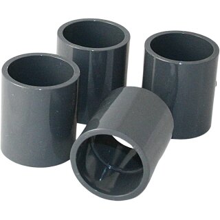 4x PVC-Muffe I 40mm I Klebemuffe I Rohrmuffe mit 2-Anschlüssen I Rund I Rohr-Verbindungsstück für Rohre und PVC-Fittinge I bm044