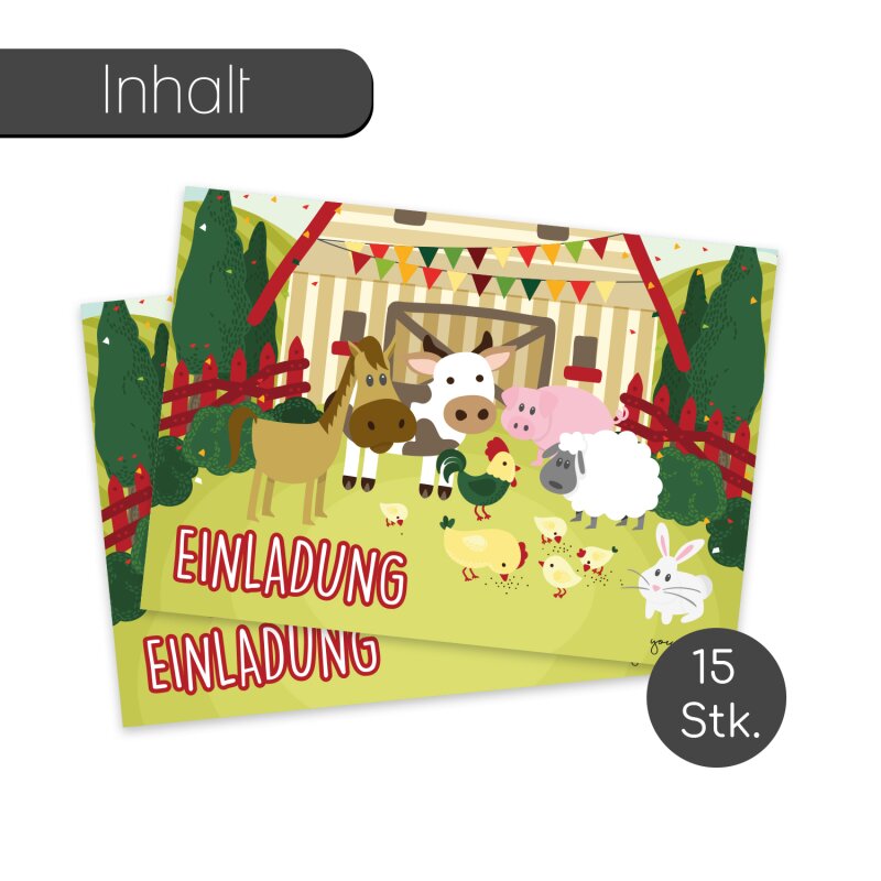 15 süße Bauernhof Einladungskarten I #detailverliebt, 7,90