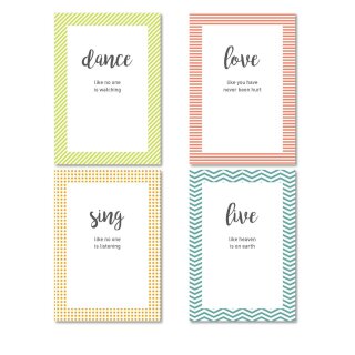 4er Poster-Set mit Sprüchen I Dance, Love, Sing, Live