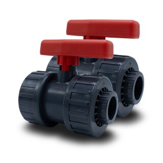 2x PVC-Kugelhahn I 25 mm I 3/4 Zoll I für Klebemuffen und Fittinge I Absperrhahn 2-Wege I PVC-Rohrverbinder 25 mm I Kugelschieber für Pool- und Teichbau I bm149