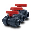 3x PVC-Kugelhahn I 32mm I 1 Zoll I Klebemuffe I...