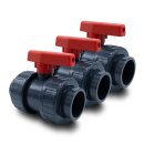 3x PVC-Kugelhahn I 50mm I 1 1/2 Zoll I Klebemuffe I...