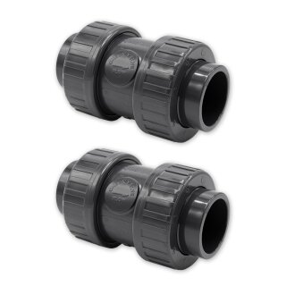 2x Kegelrückschlagventil PVC-U federbelastet I 50mm I 1 1/2 Zoll I Klebemuffen Anschluss I 16 Bar Arbeitsdruck I für Pool- und Teichbau I bm085