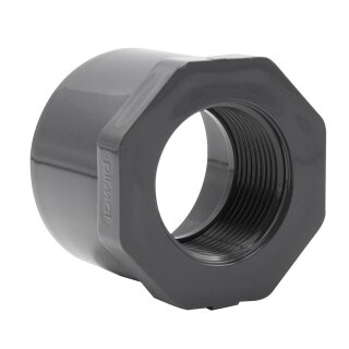 2x PVC Reduzierstück mit Achtkant I Klebemuffe x IG I 63 mm x 1 1/4 Zoll I bm249