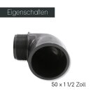 2x PVC Winkel-Muffe 90° mit Außengewinde I 50 mm x 1 1/2 Zoll I bm208