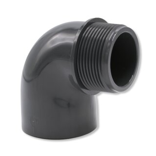 3x PVC Winkel-Muffe 90° mit Außengewinde I 50 mm x 1 1/2 Zoll I bm208