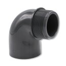 3x PVC Winkel-Muffe 90° mit Außengewinde I 50 mm x 1 1/2 Zoll I bm208
