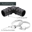 3x PP Winkel 90° mit Schlauchtüllen-Anschluss +...