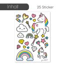 25 Einhorn-Sticker I bunt