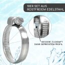 Schlauchschellen Set I 10 Stück I 50-70mm I 9 mm Breite I V2A Edelstahl I bm_194