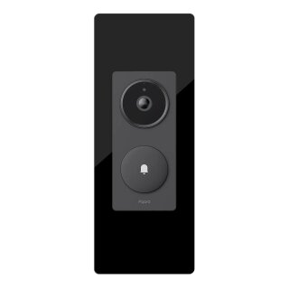 iSecur Blende passend für Aqara Doorbell Camera Hub G410 aus Acryl schwarz I Video-Doorbell I Klingelschild I 100 x 260 mm I Türstation Platte für Klingel I az286