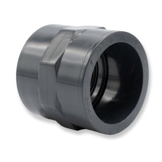 PVC-Reduzierung mit Achtkant I 50 mm x 1 1/2 Zoll I Klebemuffe und Innengewinde I PVC-Rohrmuffe mit 2-Anschlüssen I Rohr-Verbindungsstück I bm018