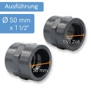 PVC-Reduzierung mit Achtkant I 50 mm x 1 1/2 Zoll I...