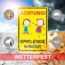 Warnschild I Achtung Spielende-Kinder I Aluverbund-Schild...