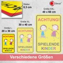 Warnschild I Achtung Spielende-Kinder I Aluverbund-Schild I 20 x 30 cm I hin_065