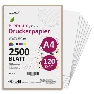 younikat Druckerpapier A4 120g/m² 2500 Blatt weißes Kopierpapier - you0157