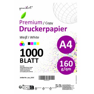 younikat Druckerpapier A4 160g/m² 1000 Blatt weißes Kopierpapier - you0191