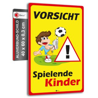 XXL Warnschild I Spielende-Kinder I Aluverbund-Schild I 40 x 60 cm I hin_403