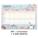 younikat Stundenplan magnetisch abwischbar I Einhorn I inkl. Stift I wiederbeschreibbar I Einschulung I dv248