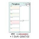 Menüplaner in DIN A4 I Whiteboard Essensplaner für die ganze Woche I abwischbar I türkis I mit magnetischer Rückseite I dv_524