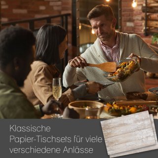 100 Papier-Tischsets – Holzoptik, DIN A3, Beige, Used-Look, Für Feiern & Alltag, Made In Germany