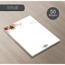 Briefpapier Set Rose Motiv I 50 Blatt 90 g/m²  DIN A4 I Schreibpapier I dv_017