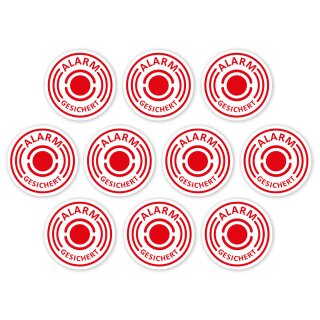 10 Stück Aufkleber Alarm Innenklebend, Digitaldruck, 20mm Durchmesser hin_433