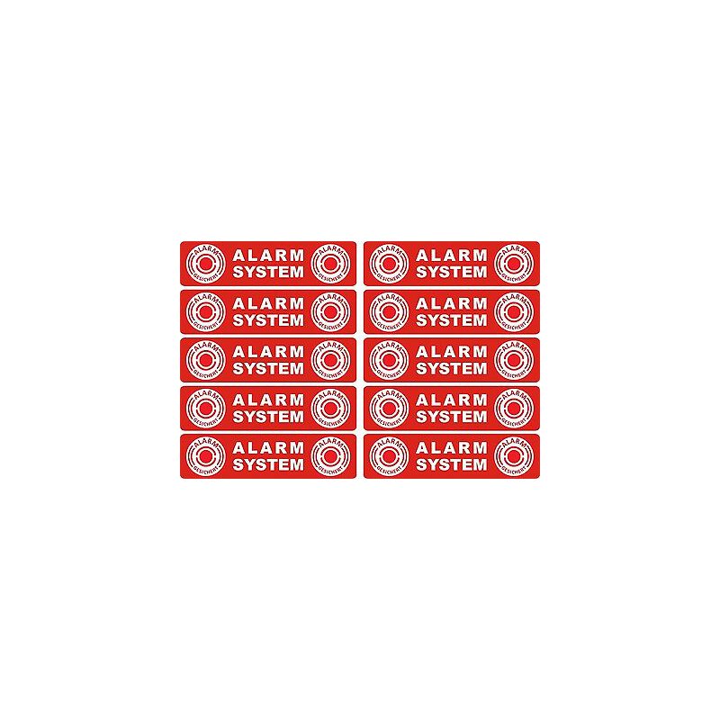 10 Stück Alarm-Aufkleber „Gesichert“ – Rot, Selbstklebend, Wetterfest, 10x10 Cm Mit Schutzlaminat