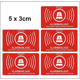 Produktbild von 5x Alarmanlage Aufkleber Für Fenster & Türen – Außenklebend, 5 X 3,5 Cm Von Easydruck24