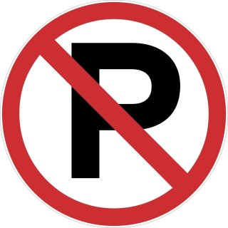 Hinweisaufkleber "Parken verboten, Parkverbot", Ø 10cm, Art. hin213, Hinweis, Achtung, Warnhinweis, Parkverbot für Fahrzeuge