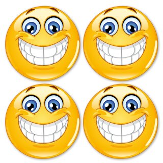 4er Set Smile-Aufkleber smile I kfz295 I rund Ø 5 cm I Sticker lachend für Smartphone Handy Laptop Fahrrad Motorrad Roller I wetterfest