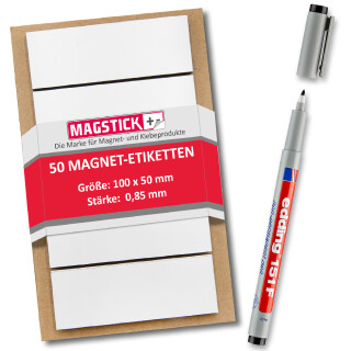 Beschreibbare Magnet-Etiketten I 10x5 cm 50 St&uuml;ck