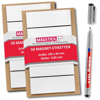Beschreibbare Magnet-Etiketten I 10x4 cm 100 St&uuml;ck