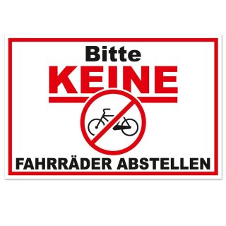 Hinweis-Aufkleber Bitte keine Fahrräder abstellen I 30 x 20 cm