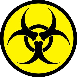 iSecur Aufkleber Biohazard I Ø 60 cm groß I Warnung vor Biogefährdung I Warnaufkleber mit Gefahren-Symbol I gelb schwarz I UV- und witterungsbeständig I permanent haftend I kfz304