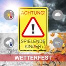 Warnschild I Achtung Spielende-Kinder I Aluverbund-Schild I 20 x 30 cmI hin_075