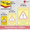Warnschild I Achtung Spielende-Kinder I Aluverbund-Schild I 20 x 30 cmI hin_075